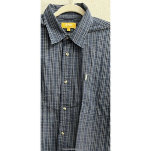 JEEP Logo Chrysler‎ Shirt Men's L Blue/gray Long Sleeve Plaid Button Down Large